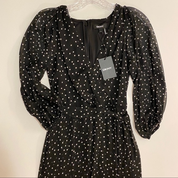 DKNY | Balloon Sleeve Chiffon Midi Dress - Picture 3 of 5